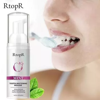RtopR Мятный мусс для отбеливания зубов Ослепляющий белые зубы Очистка пятен Ремонт десен Здоровое улучшение Освежение полости рта