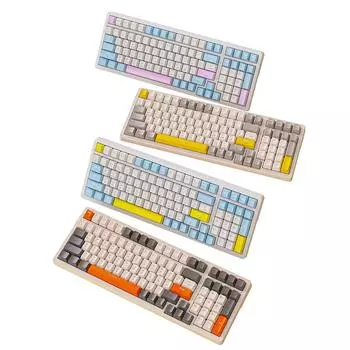 RU/EN K96 100Key BT5.0/2.4G беспроводная игровая механическая клавиатура с возможностью горячей замены, игровая клавиатура Satellite Axis с двойным разъемом USB/Type-C белый