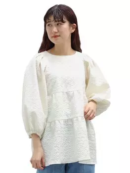 Рубашка Bulge Жаккардовая туника IVORY ОДИН РАЗМЕР [Beams Heart] L/S Женская слоновая кость