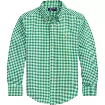 Рубашка детская Polo Ralph Lauren с длинным рукавом и клетчатым воротником, зеленая 323978223-004 L