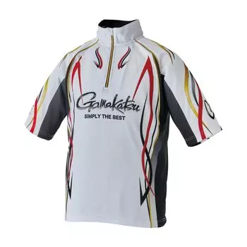 Рубашка Gamakatsu 2WAY Print Zip GM3735 Белая LL (Короткий рукав) белый