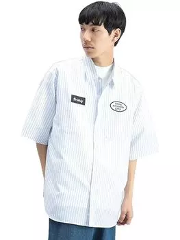 Рубашка GMS Striped Work Shirt WHITE L [Beams Heart] S/S Мужская белый
