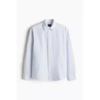 Рубашка HM Poplin Regular Fit, светло-голубая в полоску S