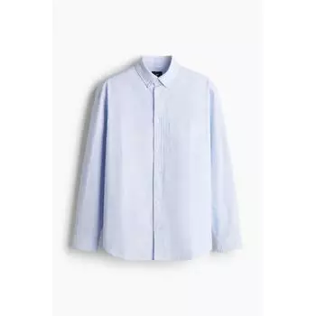 Рубашка HM Regular Fit Oxford в светло-голубую полоску S