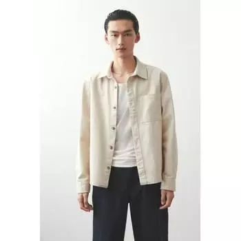 Рубашка из хлопкового твила HM Regular Fit бежевого цвета XS