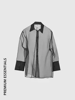 Рубашка из органзы Oversize черная
