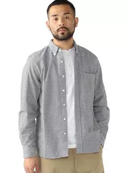 Рубашка Oxford Gingham Check Shirt Button Down Shirt BLACK S 38110077139 [Beams Plus] L/S Мужская чёрный