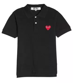 Рубашка поло COMME des Polo с коротким рукавом с красным логотипом в виде сердца PLAY COMME des GARCONS RED HEART PLAY POLO SHIRT T006 Black S [PLAY GARCONS] Мужская [Товар]
