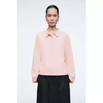 Рубашка поло Cos Japan с длинным рукавом и свободным кроем light pink/XS