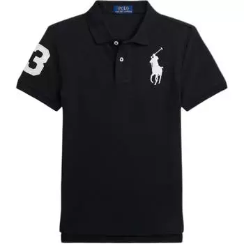 Рубашка поло Polo Ralph Lauren с вышивкой логотипа, с коротким рукавом, детские топы, черная 323708861-111 S