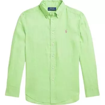 Рубашка Polo Ralph Lauren с длинным рукавом, на пуговицах, однотонная зеленая, детские топы 323967600-006 L