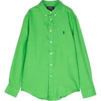 Рубашка Polo Ralph Lauren Ss22, однотонная, с вышитым логотипом в виде пони, однобортная, с длинным рукавом, для детей, детские рубашки 323865270-009 M
