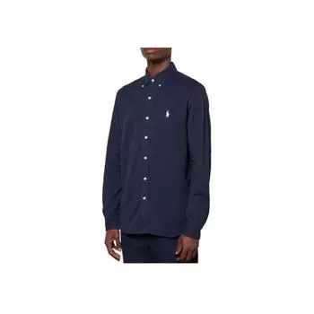 Рубашка Polo Ralph Lauren Ss23 повседневная однотонная с длинным рукавом темно-синего цвета для мужчин 323914506-001 S