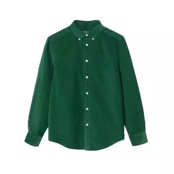 Рубашка Polo Ralph Lauren Ss24 однобортная однотонная с длинным рукавом лесного зеленого цвета для детей Детские рубашки 323878888-007 L