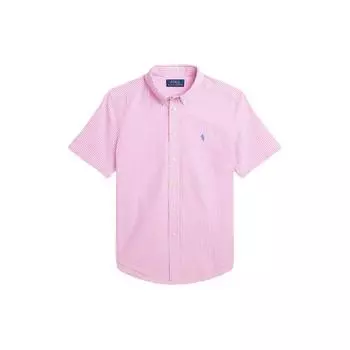 Рубашка Polo Ralph Lauren Ss24 с полосатым принтом, однобортная, повседневная, с коротким рукавом, розовая, детские рубашки CWPOWOVY6820470-650 L