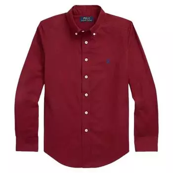 Рубашка Polo Ralph Lauren Ss24 с вышитым логотипом, однотонная, с длинными рукавами, детские топы темно-красного цвета 323952199-004 L