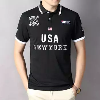 Рубашка-поло Slim Fit Cotton 2024 - Classic NY Golf Sports Leisure, Plus Size, с короткими рукавами XS