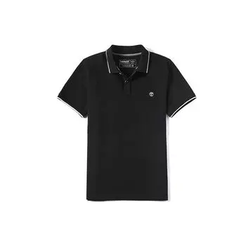 Рубашка поло Timberland Slim Fit с вышитым логотипом с коротким рукавом, мужская черная A1ZK3001 XS