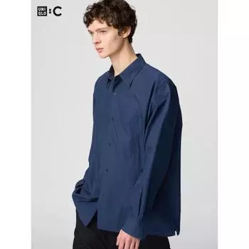 Рубашка Uniqlo Broadcloth Oversize с длинным рукавом 00 WHITE/UNISEX S