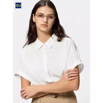 Рубашка Uniqlo Gu Drape с коротким рукавом 09 BLACK/WOMEN S