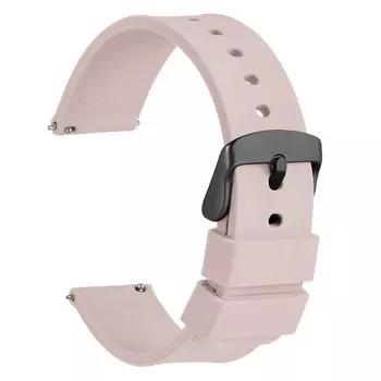 Rubber Strap Silicone 14mm Waterproof Watch Replacement Strap Quick Release Rubber Watch Band Buckle [WOCCI] Pink/Black розовый