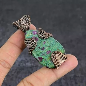 Ruby Fuchsite Gemstone Handmade Copper Wire Wrap Jewelry Pendant 2.60 p4Y05