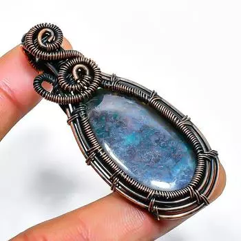 Ruby Fuchsite Gemstone Handmade Copper Wire Wrap Jewelry Pendant 2.44 2.44 зелёный