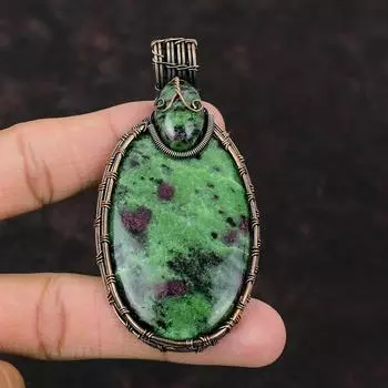 Ruby Zoisite Pendant Copper Wire Wrapped Pendant Handmade Pendant Ruby Zoisite Copper Jewelry Pendant For Women Top Quality Gemstone Jewelry