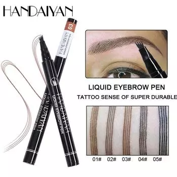 Ручка для бровей HANDAIYAN Big Fork Pen с четырьмя когтями, тонкая жидкая подводка для глаз, четырехконечная таблетка 01