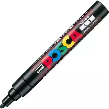 Ручка-карандаш Mitsubishi Posca Medium Point Round Core, черная, 10 шт., на водной основе, PC5M.24
