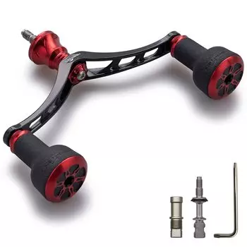 Ручка катушки HEIGHTEN 98 мм для универсальной спиннинговой катушки SHIMANO DAIWA серии TPE (Черный Красный) (479)