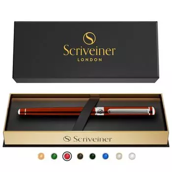 Ручка-роллер Scriveiner с тончайшим хромированным покрытием, чернилами Schmidt со стержнем, замечательный подарочный набор, идеально подходящий для мужчин и женщин, профессиональный офисный лак для руководителей