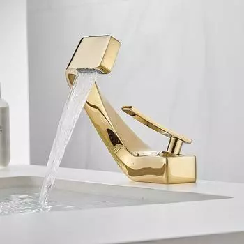 Ручка с одним отверстием и кран для холодной воды, кран для водопада, смеситель для раковины в ванной комнате, кран для ванной комнаты, кран для раковины чёрный