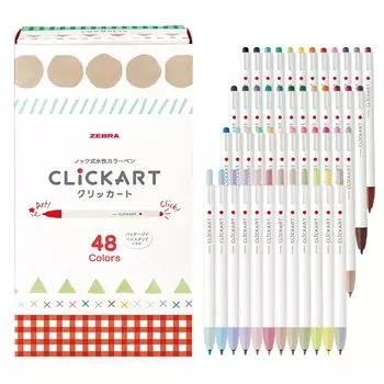 Ручка Zebra Clickart 48 цветов на водной основе WYSS22-48C