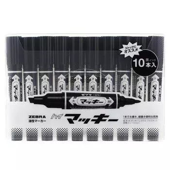 Ручка Zebra High Mackie черная 10 шт. в прозрачном футляре на масляной основе MO-150-MC-BK10HC
