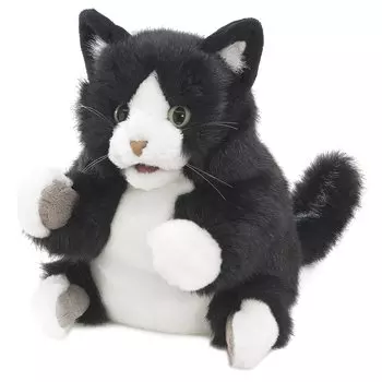 Ручная кукла котенок Folkmanis Tuxedo