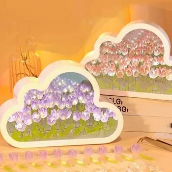 Ручная работа DIY Тюльпан Цветок Морская Ночная Атмосфера Лампа Облака Тюльпан Лампа Спальня Украшения Украшения Зеркало Настольные Светильники Новинка 2025