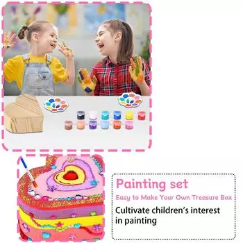 Ручная роспись DIY Arts And Crafts Набор для рисования акриловыми красками Деревянная коробка с кисточками Детский набор для рисования 5 мл One Size