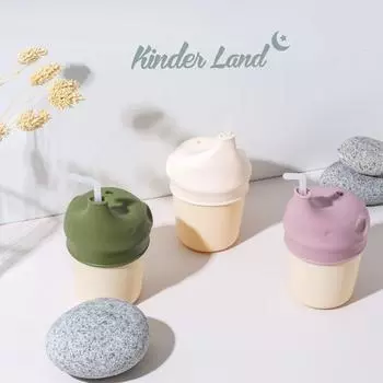 Ручная стирка 0% Набор чашек Kinderland для младенцев с носиком, 4 чашки + 2 крышки (молочный + розовый)