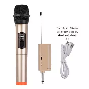Ручной беспроводной микрофон UHF Dynamic Mic с портативным мини-приемником, совместимый со штекером 6,35 мм золотой