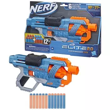 Ручной бластер Hasbro Nerf Elite Commander Rapid Fire Для детей от 8 лет Включает 12 официальных дротиков Nerf Elite Оснащен вращающимся барабаном, который может