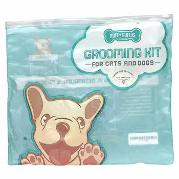 Ruff N Ruffus, набор для ухода за кошками и собаками, щетка для удаления линьки и кусачки для ногтей, Aqua, 1 щетка для удаления линьки, 1 кусачки для ногтей