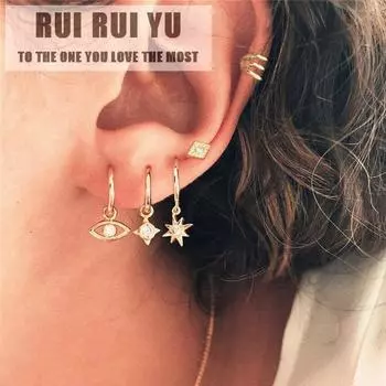 RUI RUI YU 5 шт./компл. серьги с инкрустацией бриллиантами, серьги-гвоздики для свадебной вечеринки, женские ювелирные изделия, подарки C02-03-08
