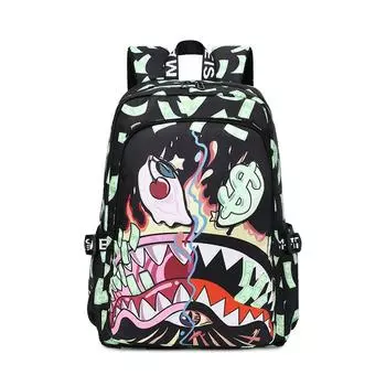 Рюкзак Cargo Shark/ с полной печатью для учеников начальной и средней школы, легкий и вместительный рюкзак One Size зелёный