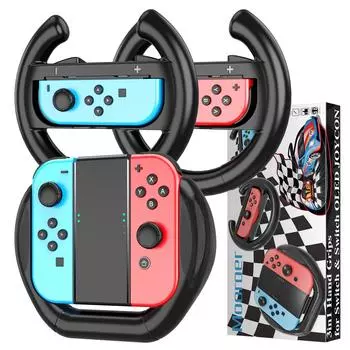 Рулевое колесо для Nintendo Switch и Switch OLED Модель Joy-Con, Контроллер гоночного руля для Mario Kart 8 Deluxe чёрный