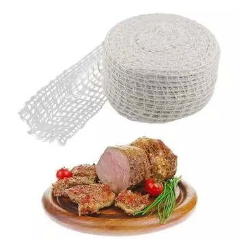 Рулон 1/3 м хлопчатобумажная сетка для мяса, ветчины, носок, колбаса, свинина, мясник, шпагат, сетка, фиксированная, нескользящая, кухонная сетка для бекона, веревка, упаковочные инструменты 1m белый