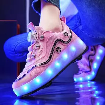 Runaway Shoes Детские четырехколесные выдвижные роликовые коньки Спортивная обувь Светящиеся туфли Can Go Дышащие взрывные туфли 30