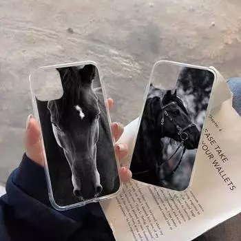 running horse pattern Phone Case Transparent soft For iphone 12 11 13 7 8 6 s plus x xs xr pro max mini iphone 11 pro
