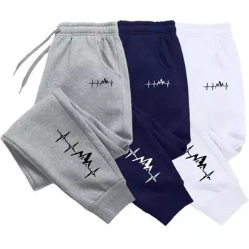 Running Workout Jogging Long Tracksuit Pants Men Casual Fashion Sports Pants Gym Sport Trousers for Men Jogger Sweatpants XS белый
