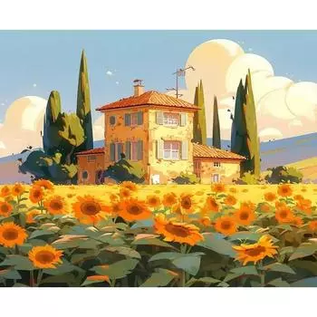 RUOPOTY акриловая краска номер подсолнухи пейзаж для взрослых цвета по номерам художественный подарок домашний декор стены рисунок на холсте 40x50cm NO Frame